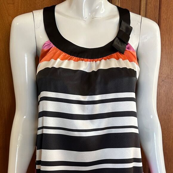 BCBGMaxAzaria Dress Pink & Black Striped Shift Dress Size 4 • NEW WITH TAGS • - Picture 4 of 10